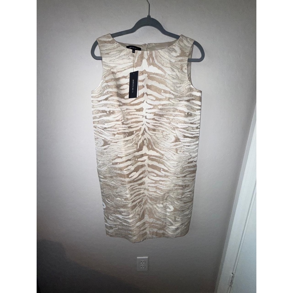 NWT Lafayette 148 New York Dress Womens 4 Zebra Sheath Sleeveless Chic Modern